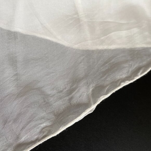 Belle France White Silk Blouse Sheer Sleeves Crocheted Floral Neck Size S - Picture 9 of 9